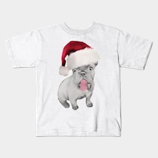 Funny French Bulldog In Santa Hat Kids T-Shirt